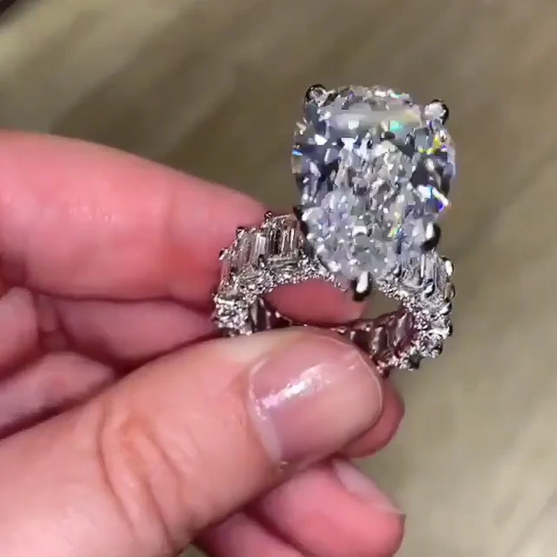 

Solitaire Big Water Drop Pear Cubic Zirconia Ring for Women Micro Paved Square CZ Band Luxury Girl Wedding Ceremony Rings