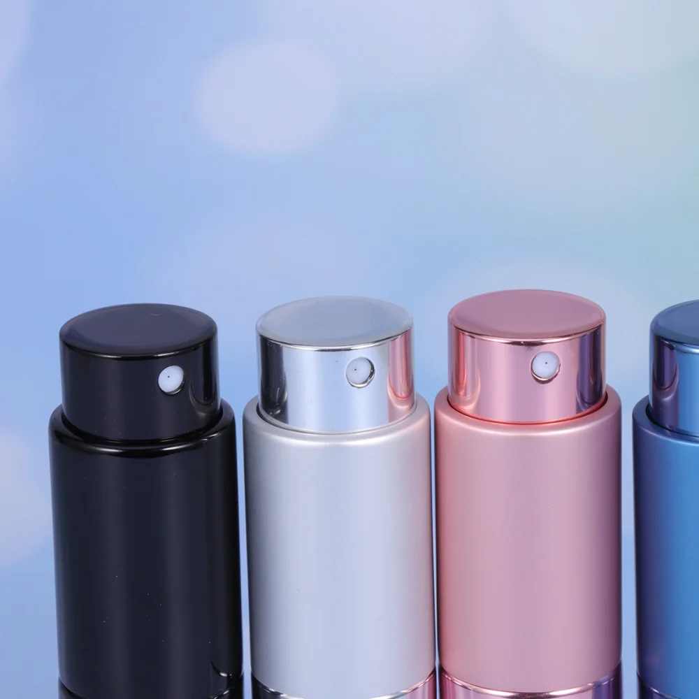 

4pcs 8ML Perfume Atomizer Aluminum Refillable Empty Subpackage Spray Bottles (Black Blue Silver)
