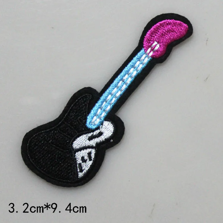 Вышитая гитара цветовой барабан A524 Задняя лента наклейки на одежду rockstar