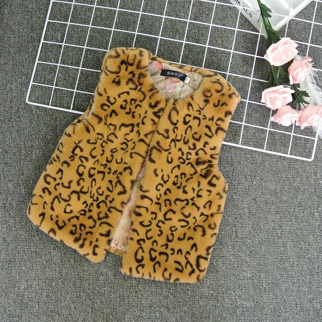 Новинка 2019 года сезон осень зима плюшевый кардиган без рукавов с леопардовым