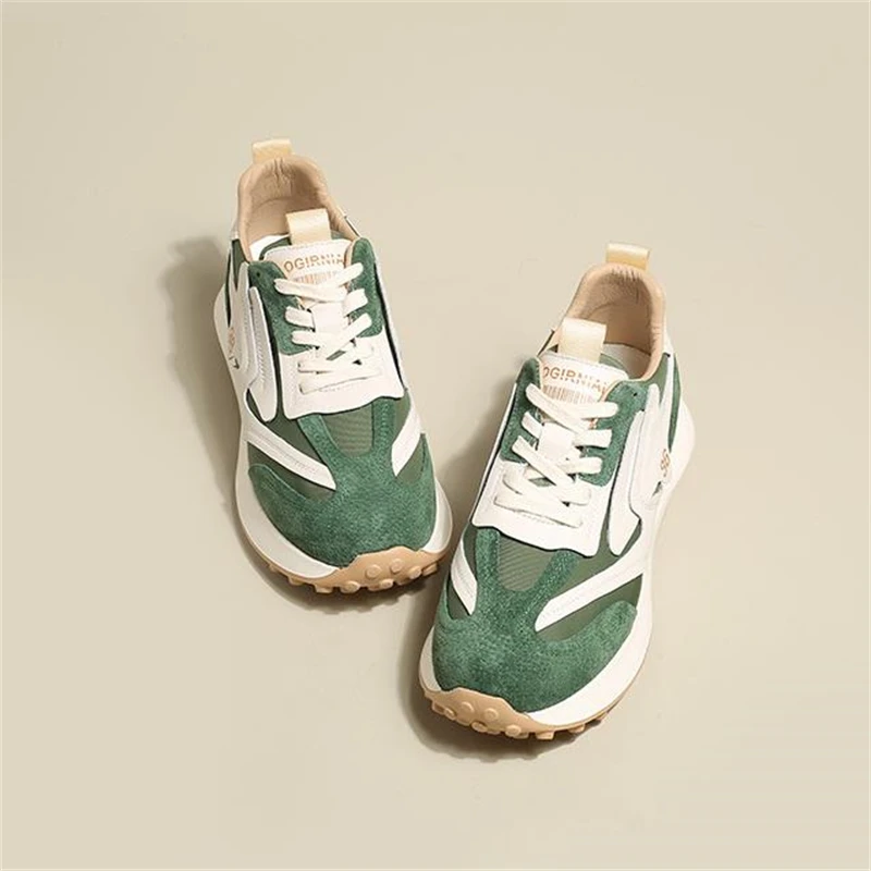 

Spring New Female Breathable Casual Shoes Lace Up Womem Platform Sneakers Mixed Color Ladies Leather Vulcanize Shoes