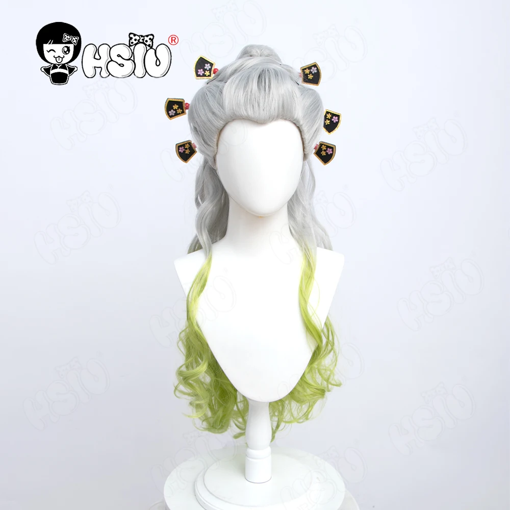 Женский длинный парик для косплея аниме рассекающий демонов бирюзовый с