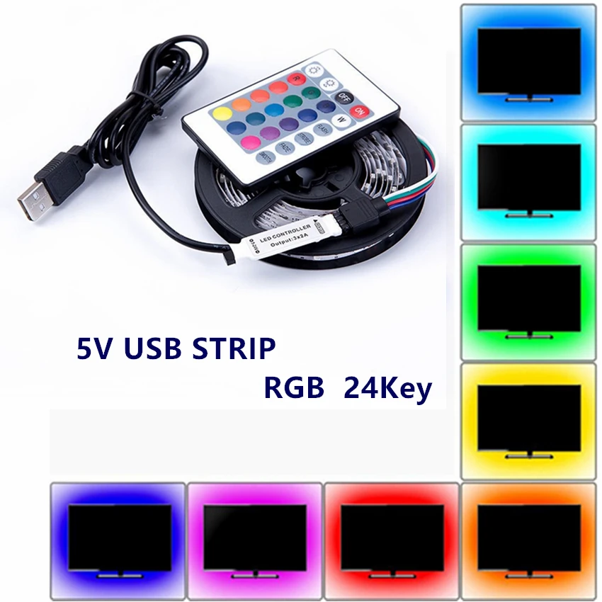 RGB светодиодный ленточный светильник 2835SMD 5 в USB Светодиодная гибкая лента HD ТВ