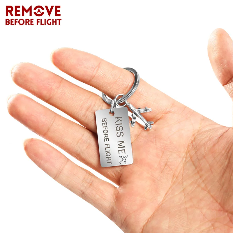 Модные брелки для автомобильных ключей Kiss Me Before Flight мужские с кольцом