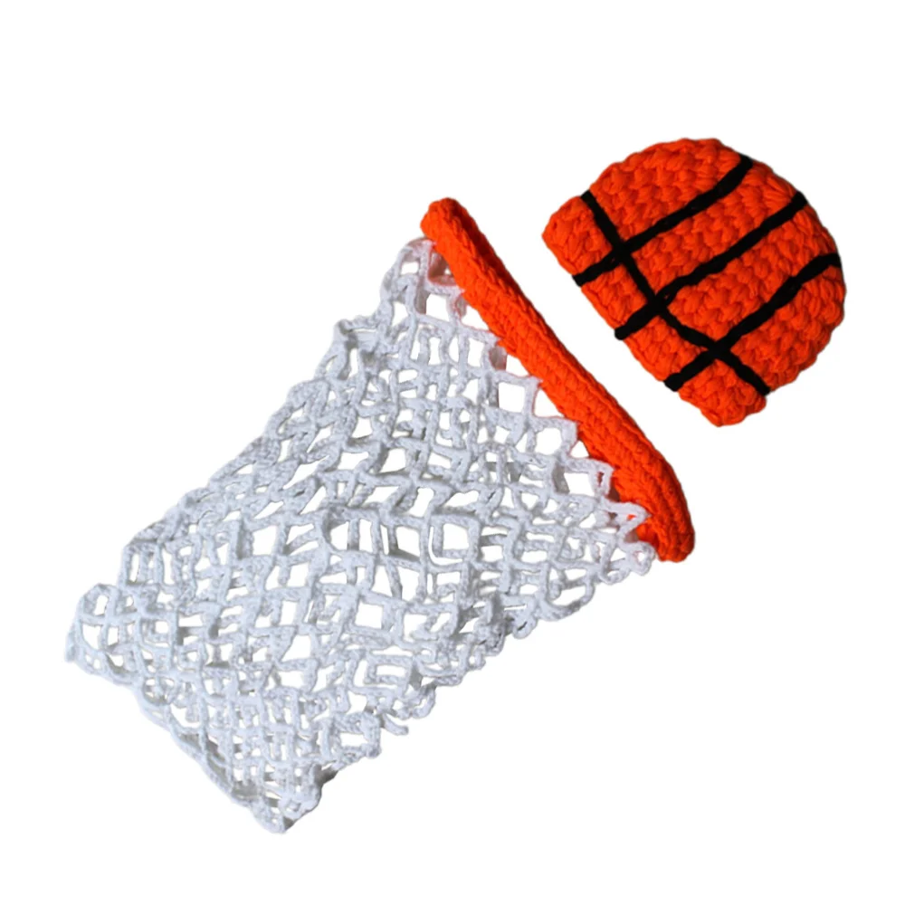 

1 Set Photography Props Costume Newborn Suit Knitted Basket Clothing with Net