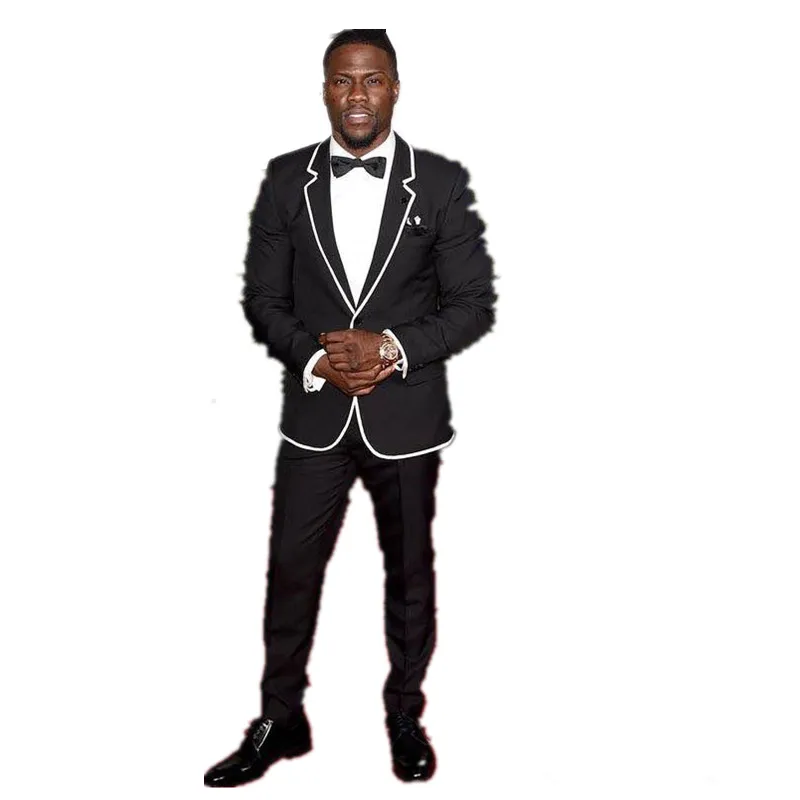 Новейший дизайн пиджак брюки белый край блейзер Мужской Костюм приталенный на