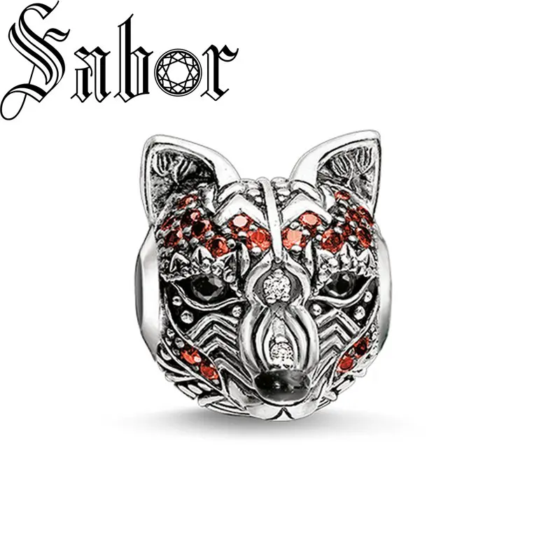 Ожерелье из бусин лисы с оранжевым камнем для браслета Посеребренная бижутерия