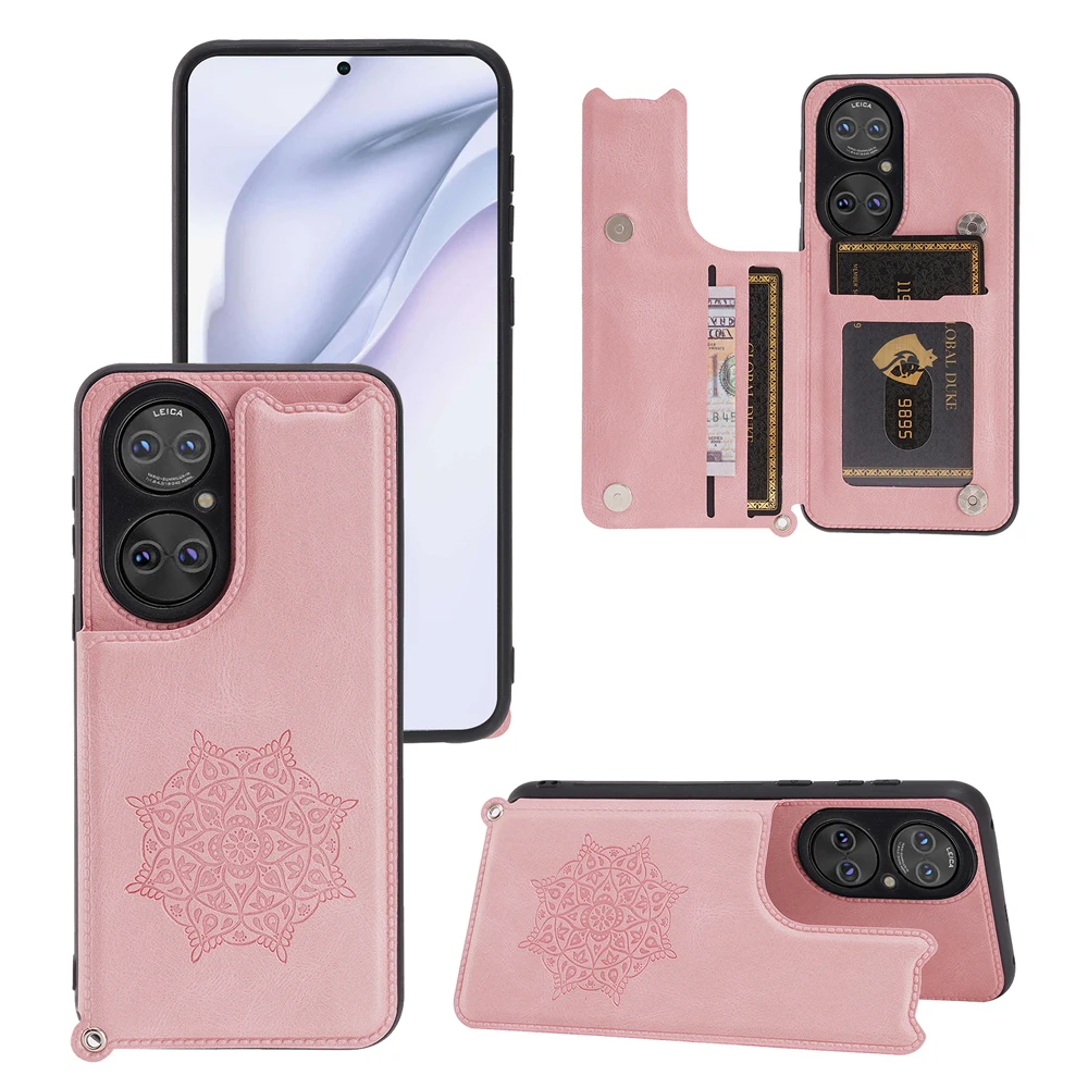 

Рельефный кожаный чехол с цветочным рисунком для Huawei P50, чехол P50pro, чехол для телефона с магнитными кнопками, чехол для P 50 Pro, кошелек, сумка д...