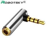 robotsky 3 5mm male to female adapter 90 degree right angle adapter four section l shaped elbow connection headphone cable 1pc