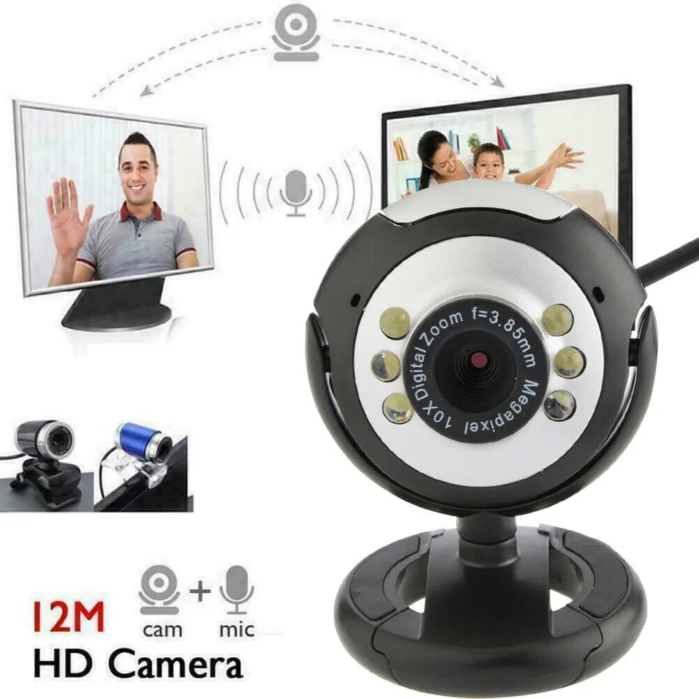 

Laptop Webcam USB 2.0 6LED Online Course Web Camera Built-in Microphone PC Computer Notebook Chat Video Recording Work Camera