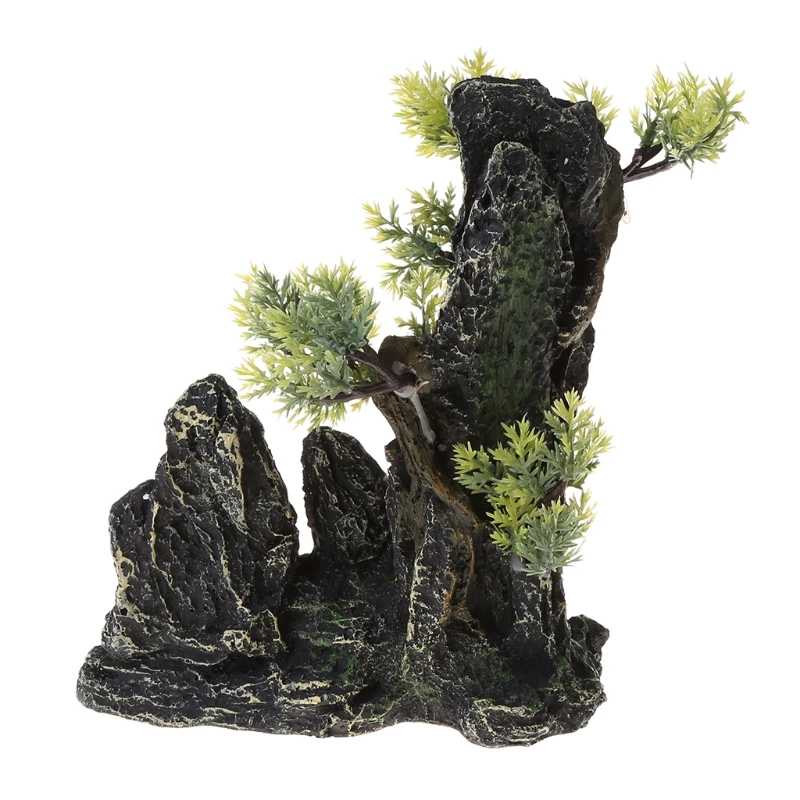 

K3NA Eco Rockery Aquarium Fish Tank Landscaping Decoration Vintage Home Resin Hideaway Shrimp Breeding Shelter Multiple Holes