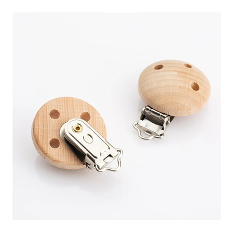 Clip de madera para chupete de beb&eacute;, Clips de madera para chupete de beb&eacute; de haya Natural, patr&oacute;n de Animal, accesorios para cadena de chupete DIY, 50 Uds. Por lote-0