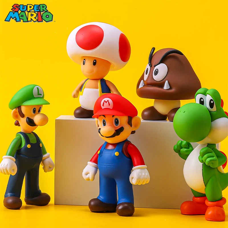 

7-14Cm Super Mario Brother Mario Maker Luigi Peach Princess Bowser Yoshi Mushroom Dinosaur Model Action figure Toys For Kid Gift
