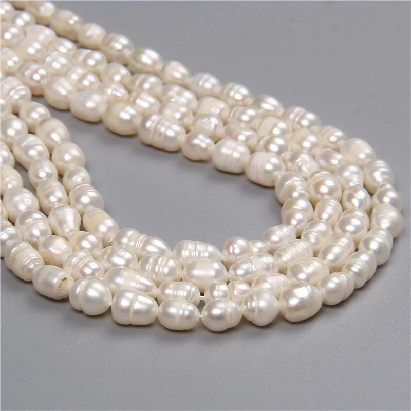 

6-7mm White Irregular Rice Natural Freshwater Pearl Beads For Women Jewelry Making Bracelet Necklace Earrings Anklet Wholesale