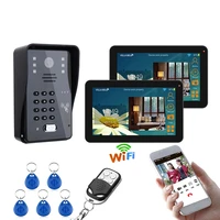 9 inch 2 monitors wired wireless wifi rfid password video door phone doorbell intercom system with ir cut 1000tvl ir camera