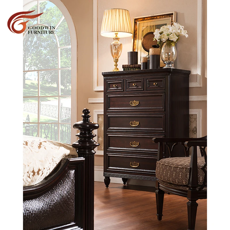Drawer Chest Ashley наборы фурнитуры для спальни Роскошная красное дерево резная деревянная кровать и ночной стенд и комод WA391 - Цвет: Drawer Chest