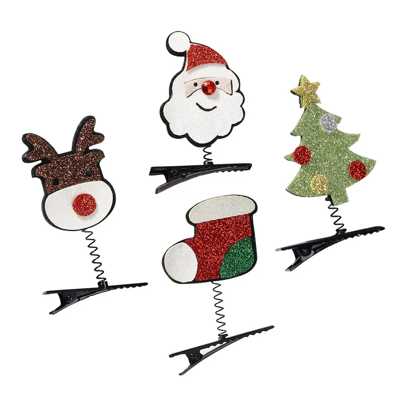 

12pcs Christmas Spring Hair Clips Santa Claus Reindeer Tree Hairpin for Party Festival Alloy Cute Stocking Snowman Decor Easter