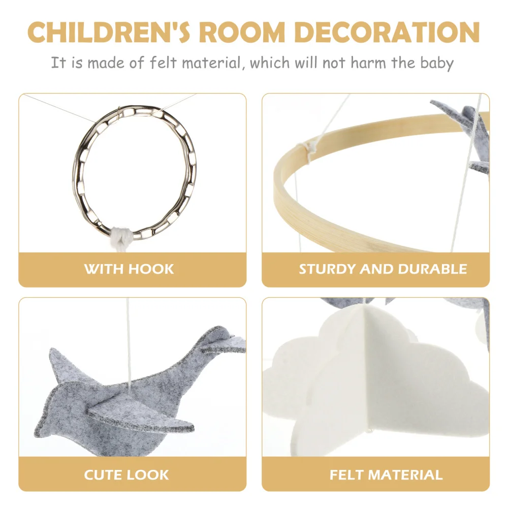 

Felt Plane Wind Chime Adorable Safe Baby Bedside Wind Chime Baby Bed Pendant