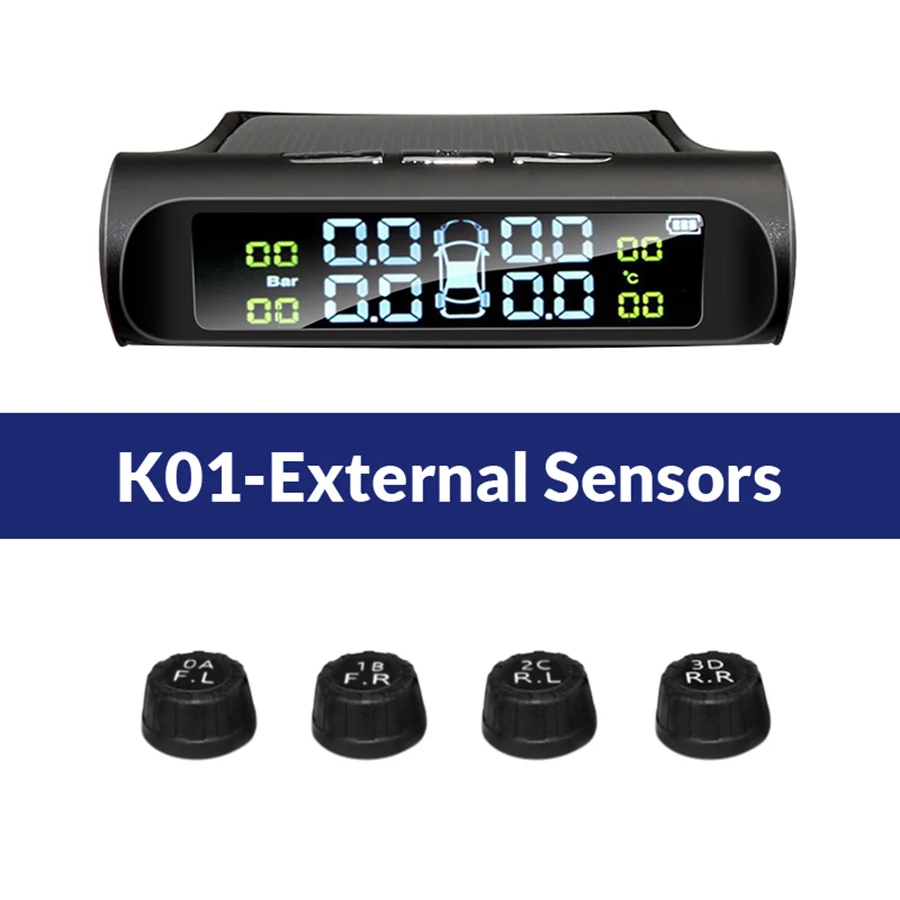 K01-External Sensors E-ACE солнечной энергии умный автомобиль TPMS система контроля давления в шинах цифровой дисплей Авто Охранная сигнализация s давление в шинах - Тип: K01-External Sensors