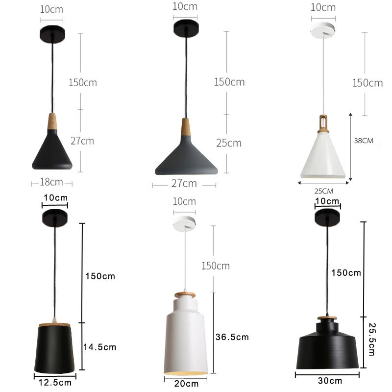Минималистский E27 подвесные светильники Лофт-лампа Деревянный алюминиевый