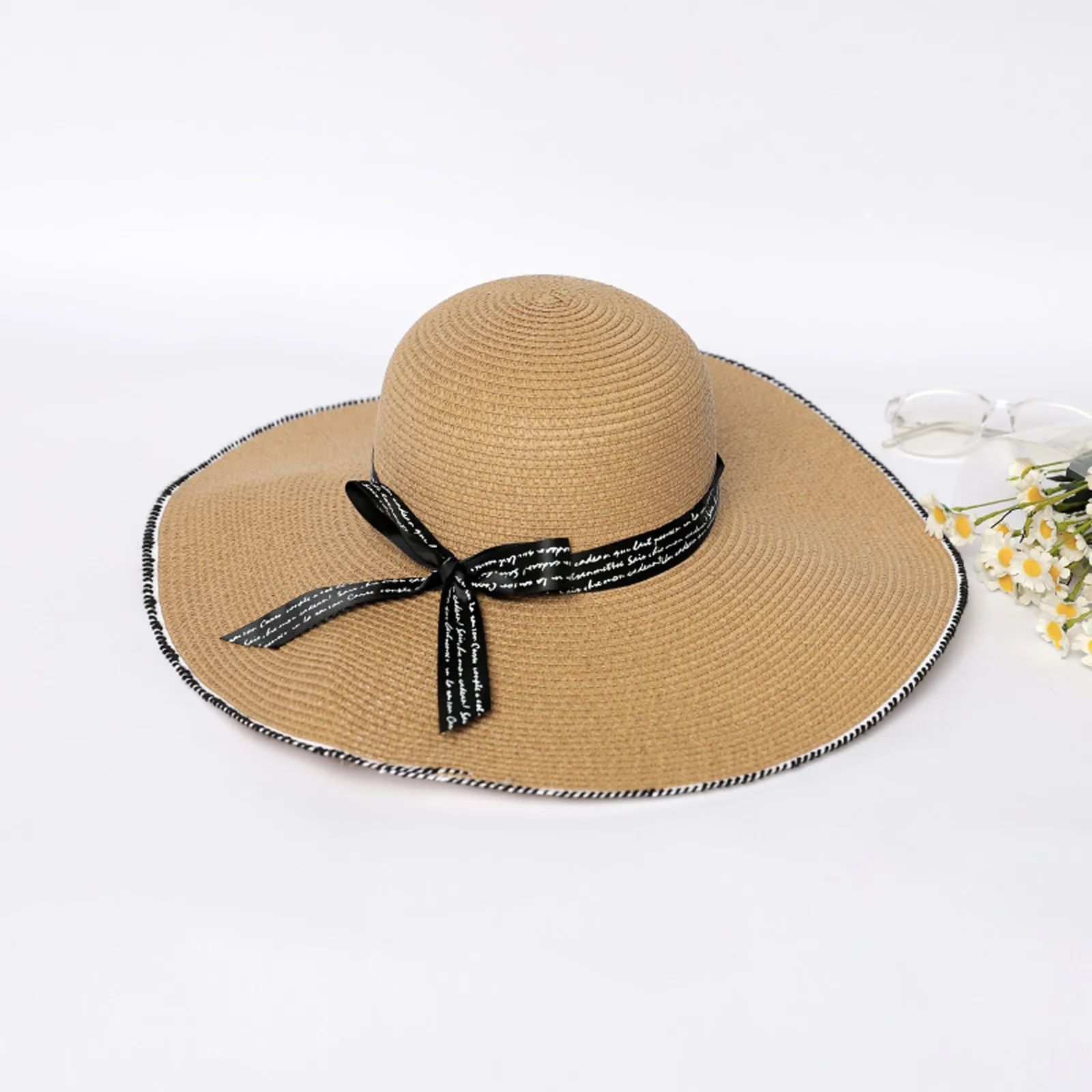 

Wide Brim Straw Hat Sun Hat Beach Women's Summer Hat Female Sunshade Oversized Eaves Sun Hat Outdoor Sunscreen Dome Protect Cap