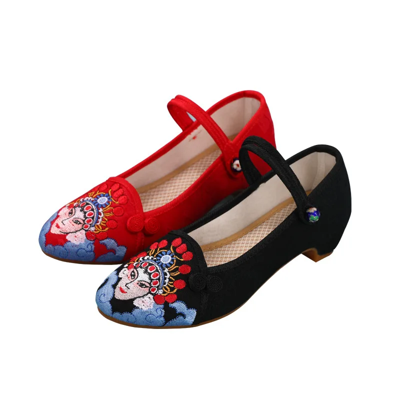 Yuan/Женская обувь с вышивкой Обувь на платформе и каблуке в китайском стиле ретро
