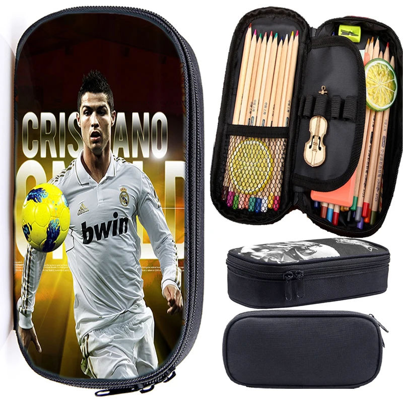 Пенал для мальчиков и девочек с изображением Криштиано Роналдо CR7, милый карандаш высокого качества, Симпатичные Канцтовары, сумка