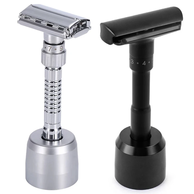 

Double Edge Safety Razors Men Shaving Butterfly Open Silver Razor Black Handle Women Razors With 5 Blades Reusable Manual Shaver