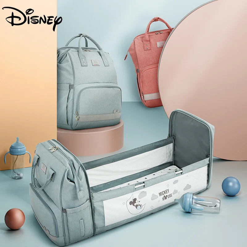 Disney Baby Diaper Bags Mother Diaper Storage Bag Baby Bag New Diaper Bag Backpack Waterproof Travel Mickey Minnie Stroller Crib