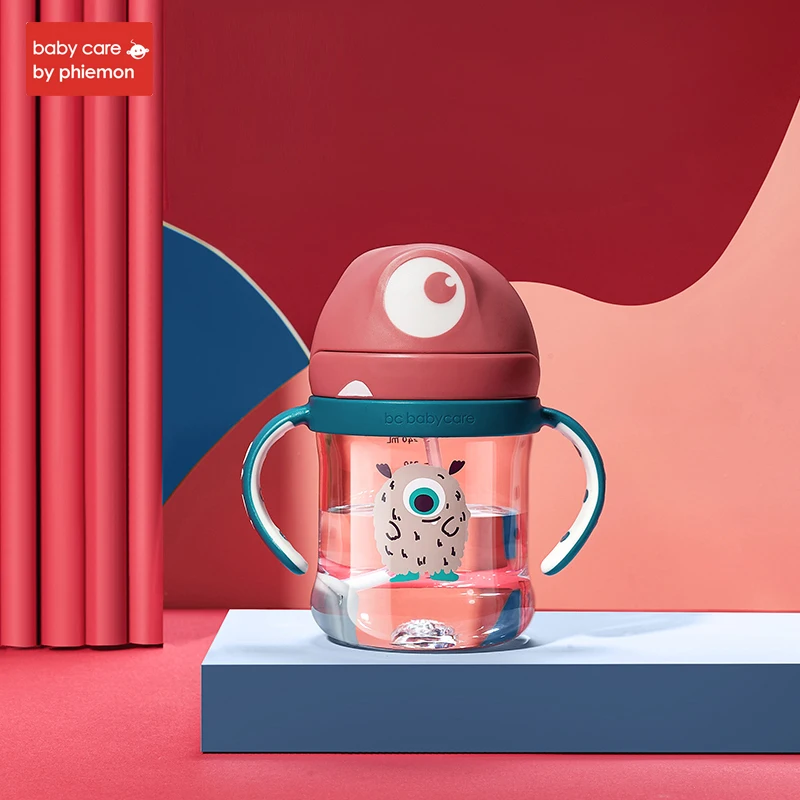 Carol Red-240ml Babycare/Детская Бутылочка для питья PPSU, противопадающая, детская соломенная бутылочка с ручкой для кормления младенцев - Цвет: Carol Red-240ml