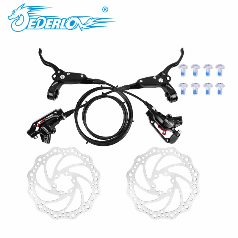 

JEDERLO Hydraulic Disc Brake For MTB Bike Bicycle Front Right F160-R140 And Rear Left F180-R160 750/1350mm With 160mm Rotor