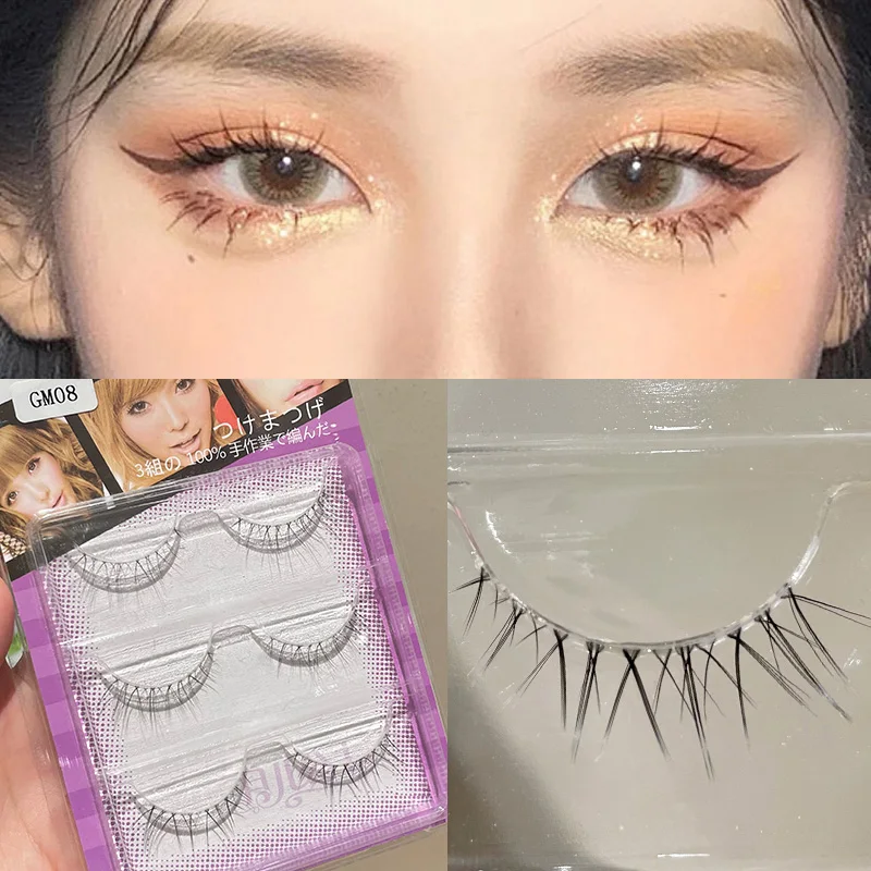 

New 3 Pairs Natural Cross False Eyelashes Handmade Soft Comfortable Novice Nude Makeup Eyelash Extension Beauty Tools
