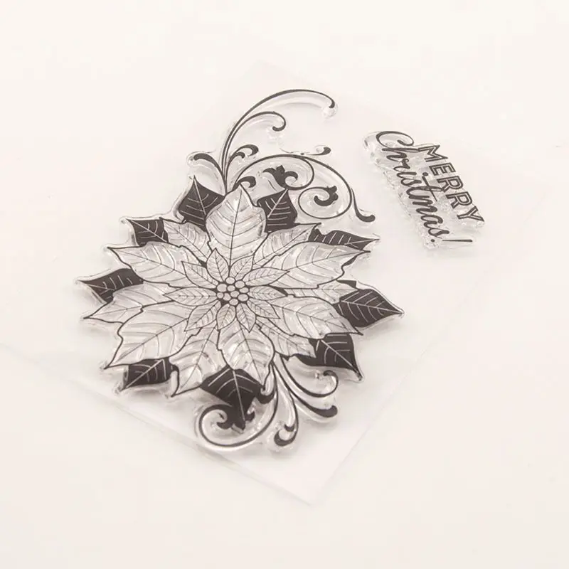 Рождественский цветок силиконовая прозрачная печать штамп сделай сам