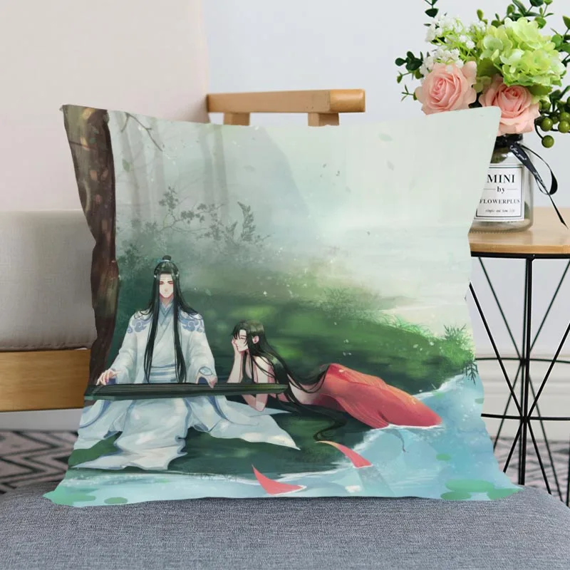 

New Arrival Mo Dao Zu Shi Pillow Cover Bedroom Home Office Decorative Pillowcase Square Zipper Pillow Cases Satin Soft No Fade