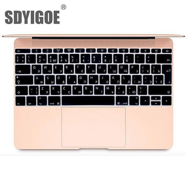 Черный Русская крышка клавиатуры Мягкий силикон для Macbook 1" A1534 A1931 retina для Pro 13" не с сенсорной панелью A1708 A1988 ЕС введите ключ - Цвет: Черный