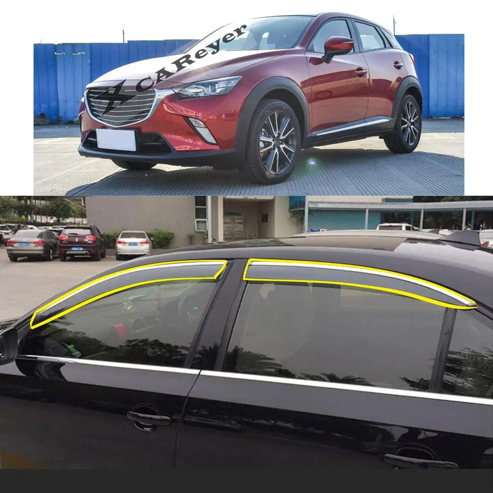 

Car Body Styling Sticker Plastic Window Glass Wind Visor Rain/Sun Weather Guard Vent Awnings For MAZDA CX-3 CX3 2016-2021