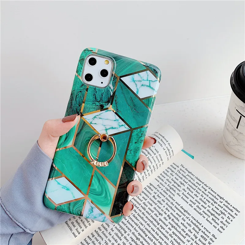 AC8347 Чехлы для телефонов Lovebay с геометрическим мрамором и текстурой для iPhone 11 Pro XR XS Max 7 8 Plus X Мягкая IMD чистая Гальваническая задняя крышка в подарок - Цвет: AC8347