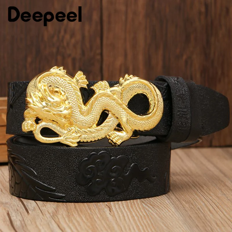 Мужской роскошный ремень из натуральной кожи Deepeel 1 шт. 105 130 см винтажные 3D пряжки