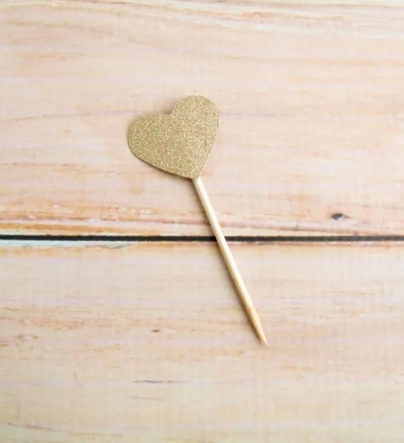 100 шт заказ Цвет со сверкающими золотистыми капкейк сердечко фигурки жениха и