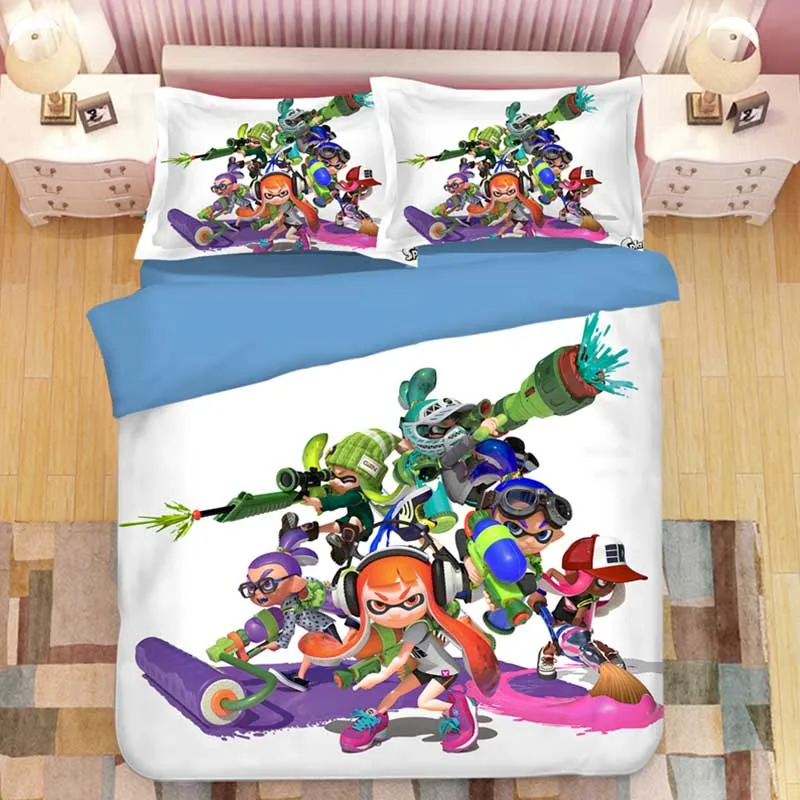 Splatoon мультяшный Комплект постельного белья, пододеяльники, наволочки Splatoon, 2 игровые одеяла, Комплект постельного белья s, постельное белье, Комплект постельного белья - Цвет: 4