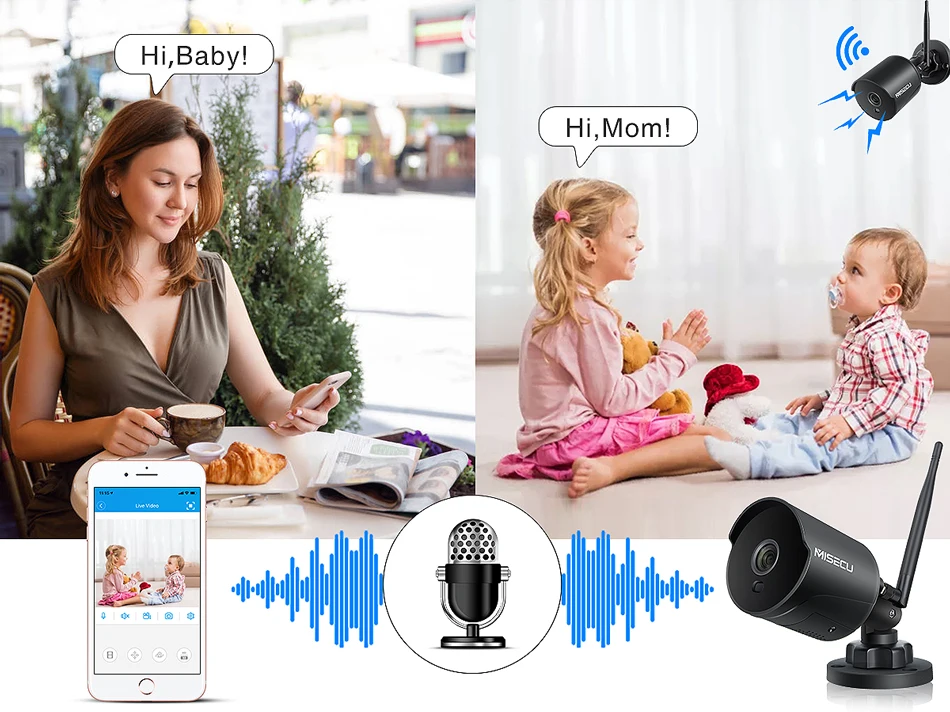 MISECU 1080P Wifi IP камера двухсторонняя аудио Беспроводная пуля наружная домашняя камера безопасности Onvif 2MP SD карта ночного видения приложение iCsee