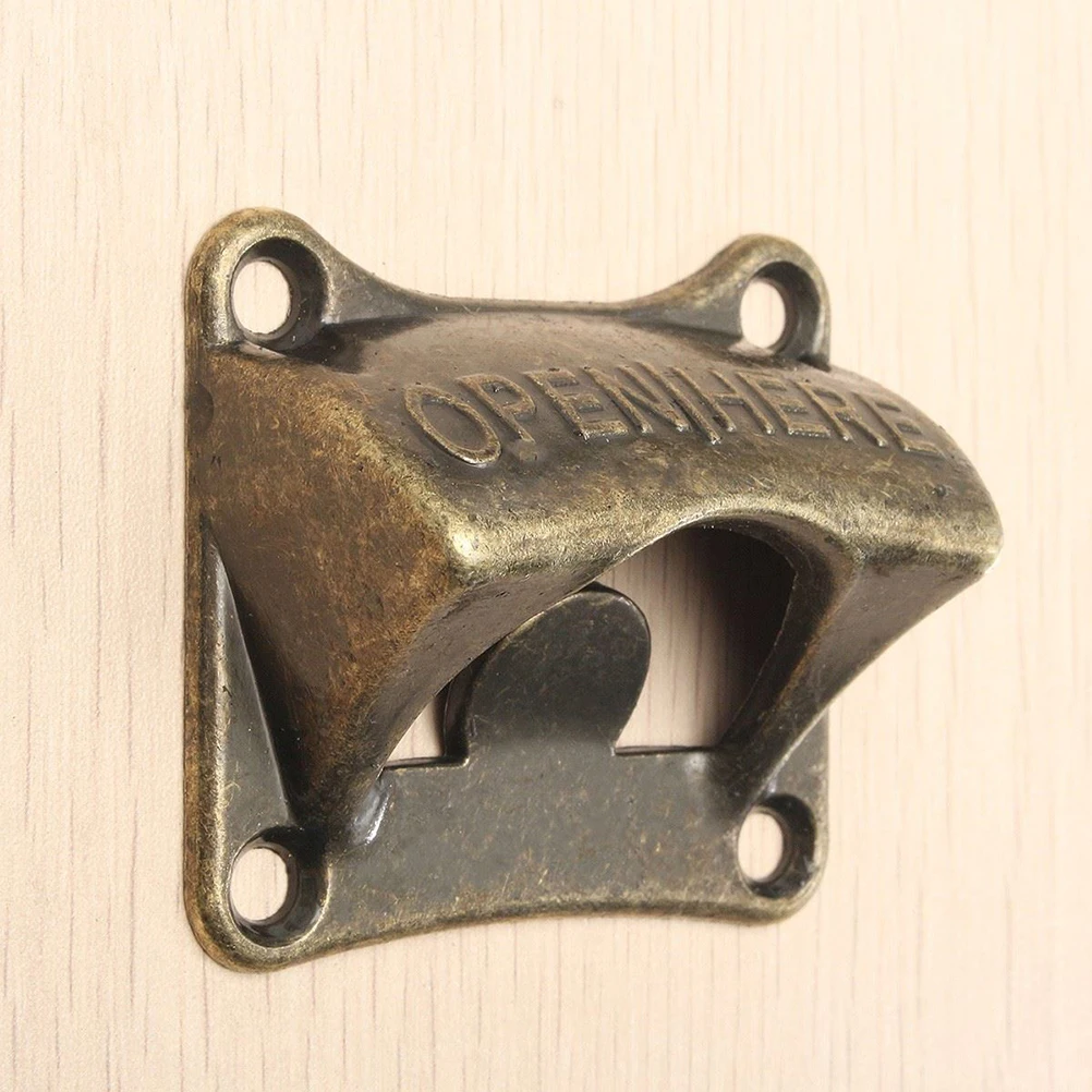 

1pc Vintage Bronze Wall Mounted Opener Wine Beer Soda Glass Cap Beer Bottle Opener Kitchen Bar Gift Zinc Alloy About 65*60*30mm