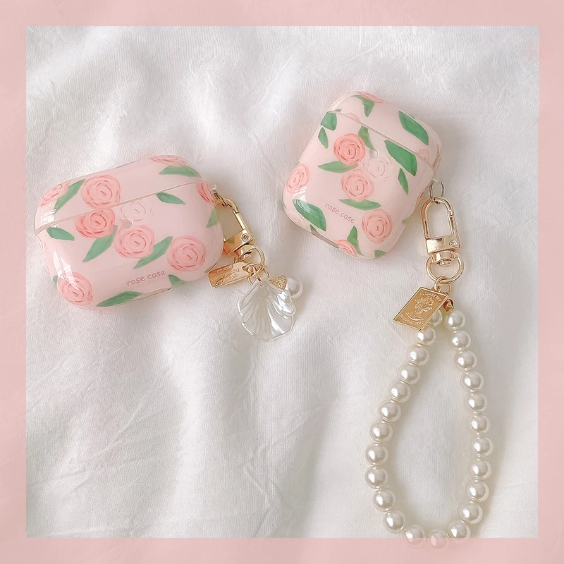Милые силиконовые чехлы для наушников с розовыми розами AirPods коробка Pro 3 чехол