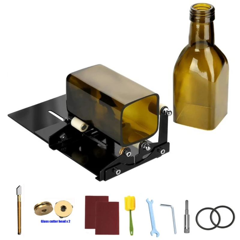 

DIY Glass Bottle Cutter Tool Square Round Wine Beer Bottles Cutting Machine with Accessories Kit Professional
