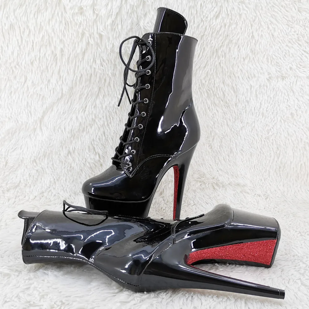 

Leecabe 17CM/7Inches Patent upper High Heel platform Boots Pole Dance boot