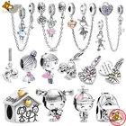 Бусины из серебра 100% пробы для пар семейного дерева для мальчиков и девочек, подходят к оригинальным шармам Pandora, серебряный браслет 925 пробы, Женские Ювелирные изделия сделай сам в подарок