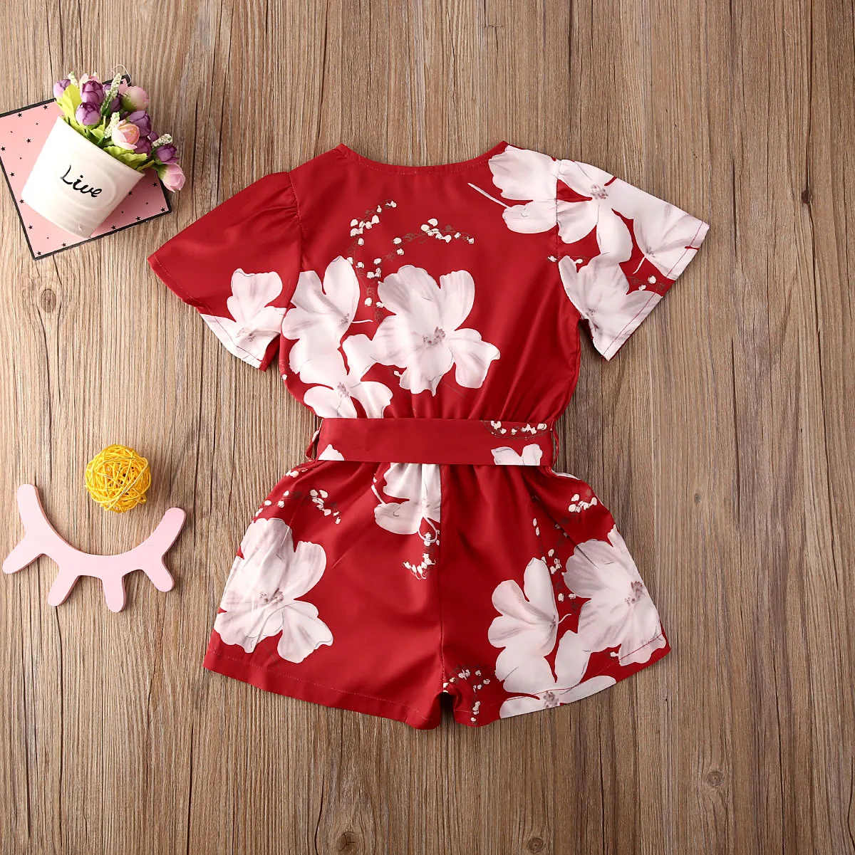

2020 Baby Summer Clothing Toddler Kids Baby Girls V Neck Clothes Romper Flare Short Sleeve Jumpsuit Floral Holiday Outfit