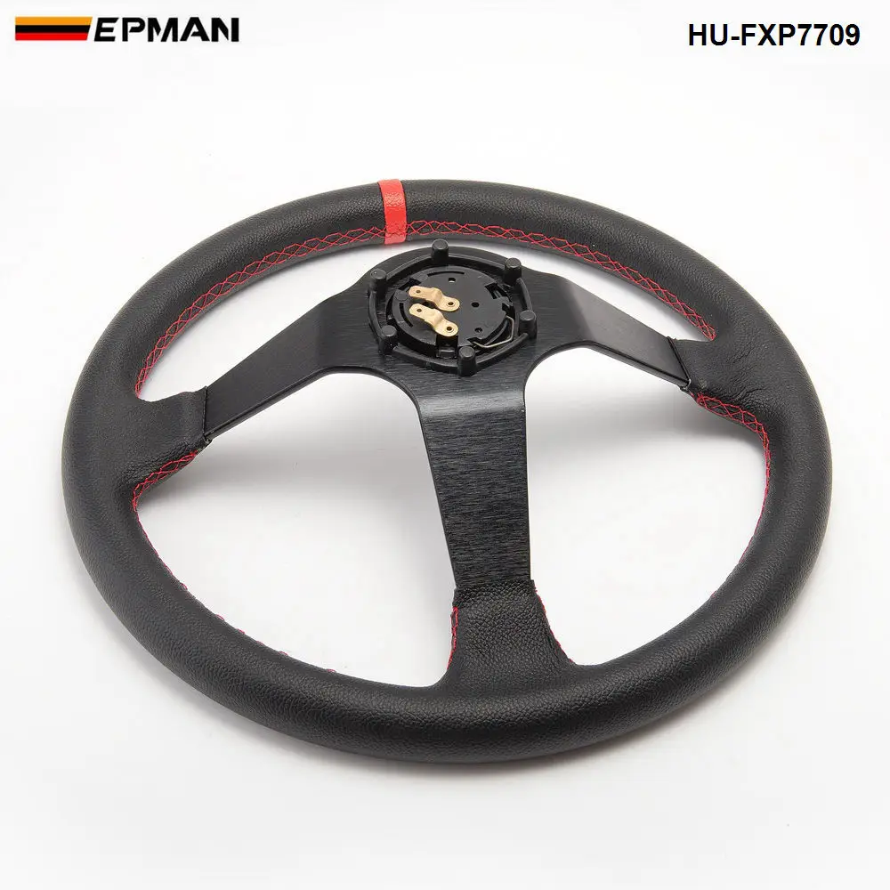 Универсальные 350 мм черные ПВХ кожаные желтые глубокие рулевые колеса с