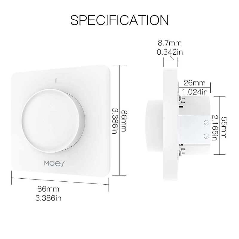 

EU WiFi Smart Rotary Light Dimmer Switch 100-240V Tuya/ Works with Alexa Google Compatible with Smart Life