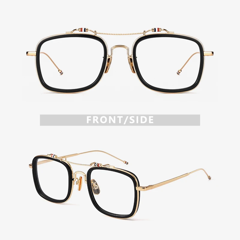

Oversized Pure Titanium Glasses Frame Acetate Anti-Blue Men Square Clear Lens Non Prescription Glasses Designer Frames